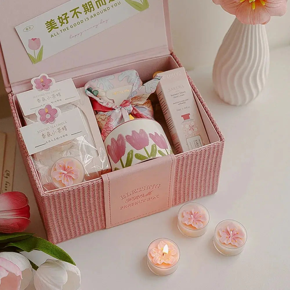 Handmade Peach Blossom Tea Candle Scented Candle Aromatherapy Soy Wax Candles Wedding Birthday Candle Party Home Decoration Mysterious