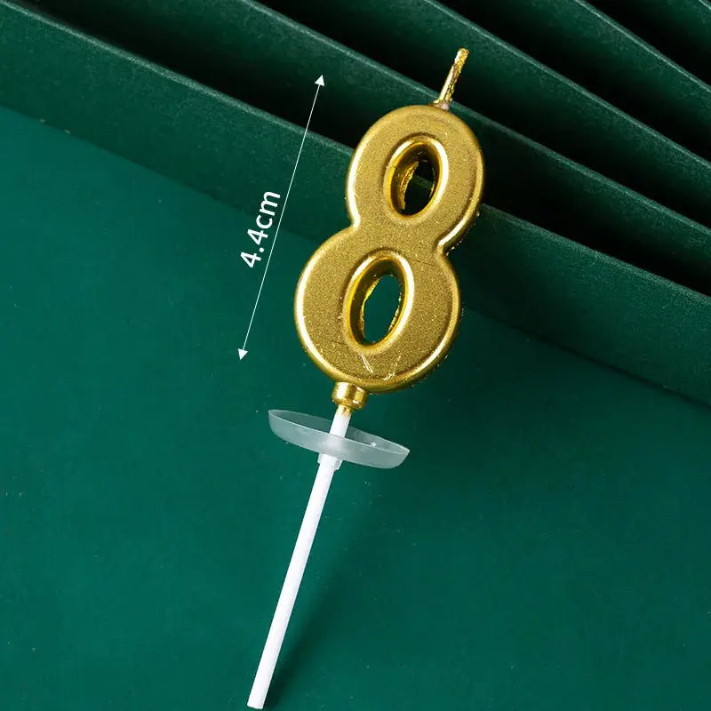 3D Gold Diamond Number Candles Large Birthday Cake Topper Wedding Anniversary Party Decorations for Home Celebration Supplies Mysterious
