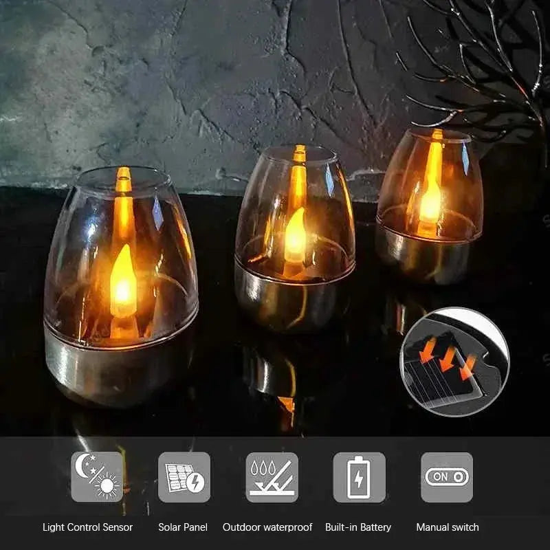 LED Solar Candles Light Flameless Rechargeable Night Light For Wedding Party Garden Decor Outdoor Waterproof Solar Candles Lamp Mysterious