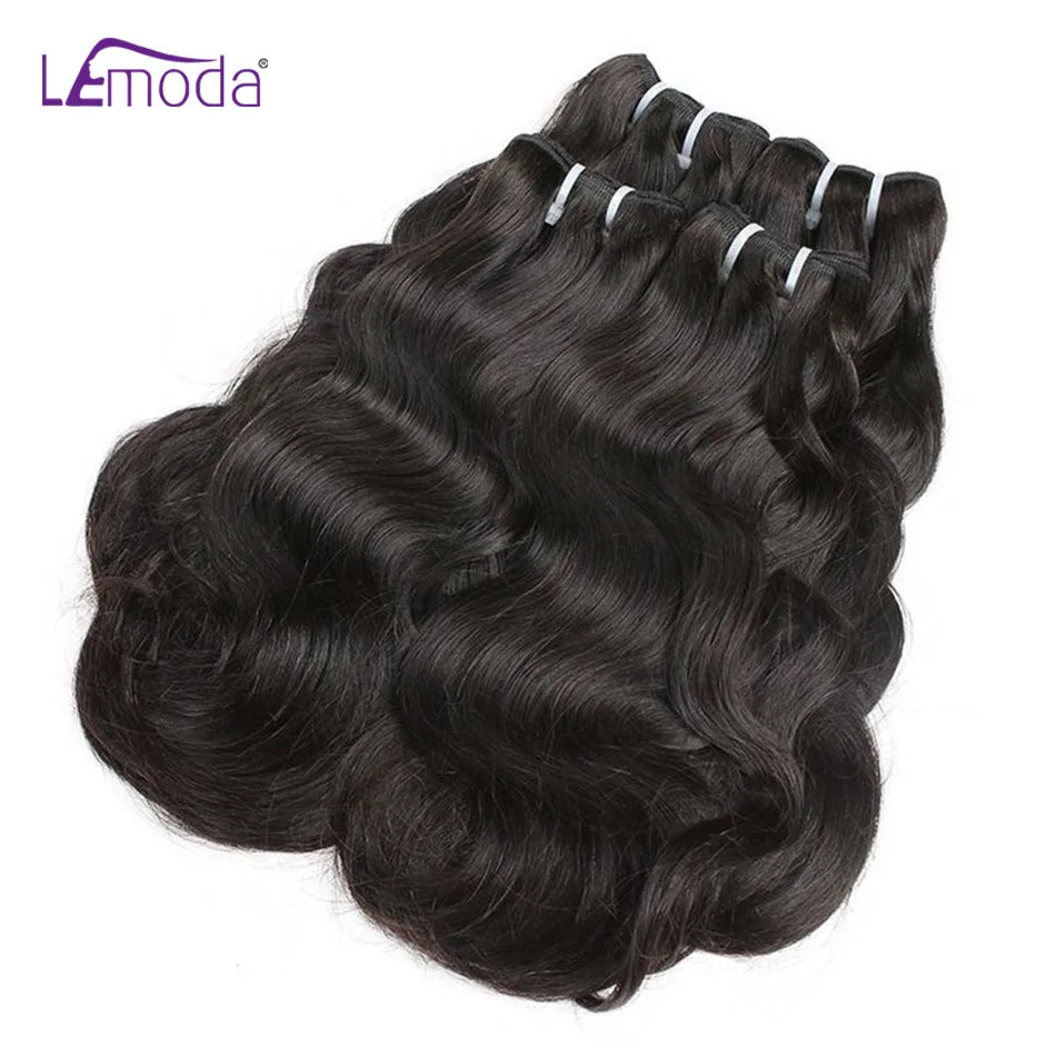 Lemoda 15A Human Hair Bundles Body Wave Virgin Hair 30 32 Inches Unprocessed Raw Human Hair Extensions 1/3/4 Pcs Natural Black