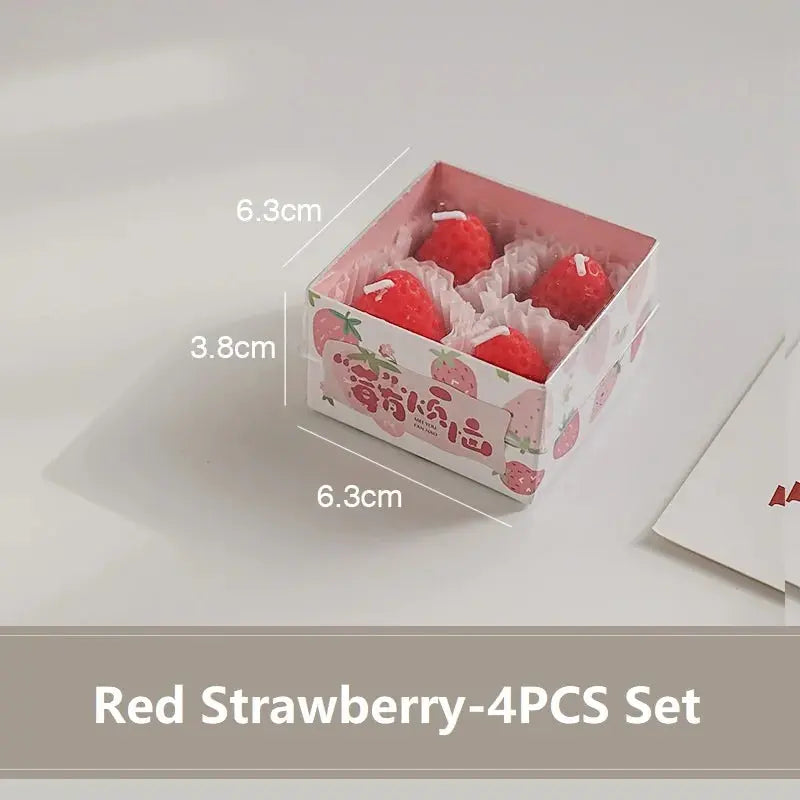 4/6/9PCS Strawberry Shaped Scented Candles Gift Box Handmade Realistic Fruit Scented Aromatherapy Mini Candles Home Decor Gifts Mysterious