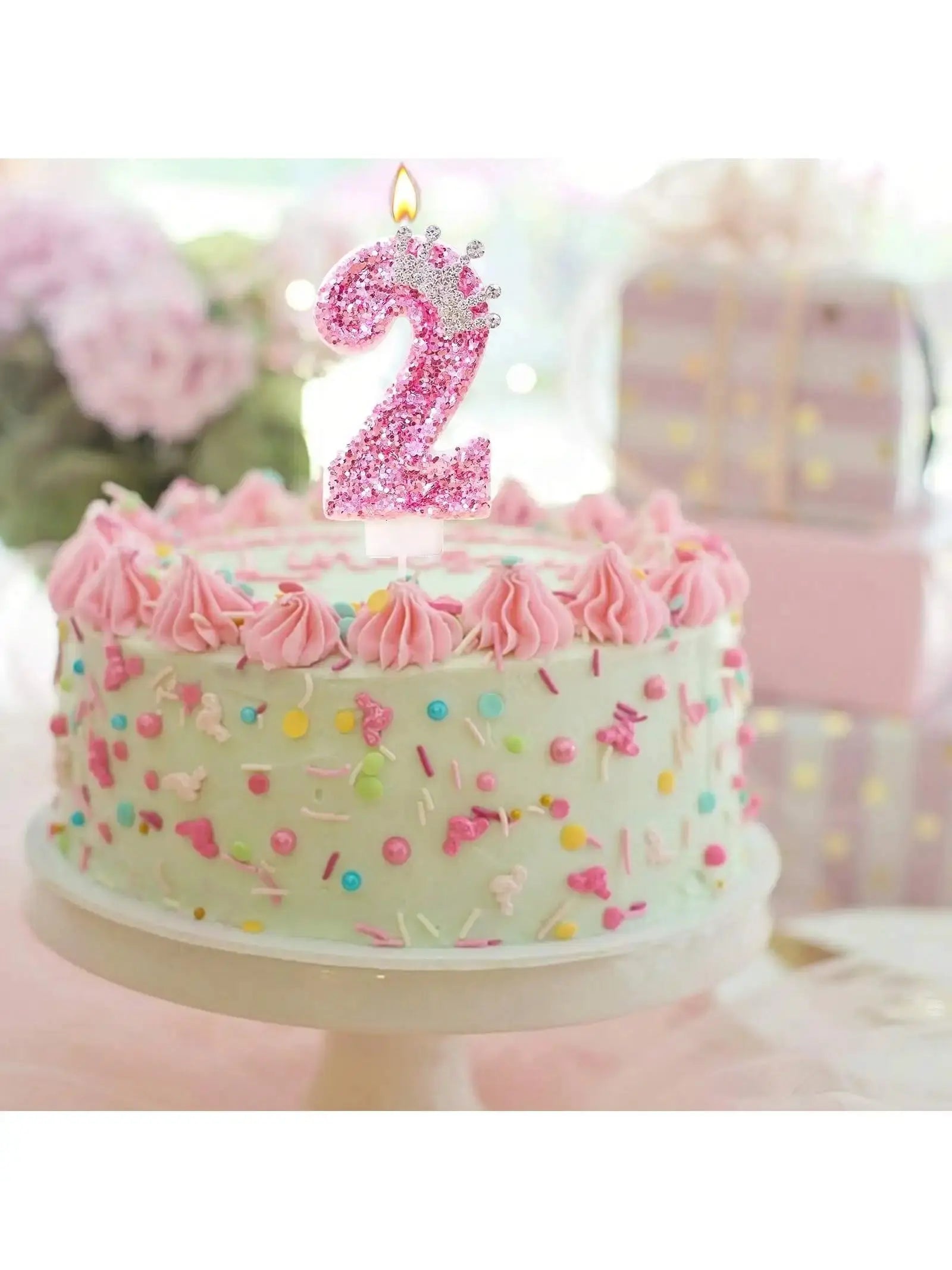 Cake Numeral Candles ,Birthday Candle pink Colour Creative Candle Princess Crown Girl Happy Birthday Party Decoration Mysterious