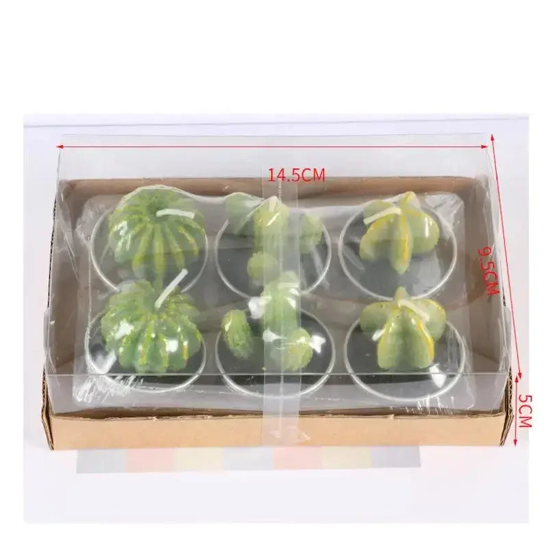 12pcs Mini Cactus Candles Succulent Greenery Candles Flameless Tea Light Candles Suitable for Party Wedding Home Decoration Mysterious