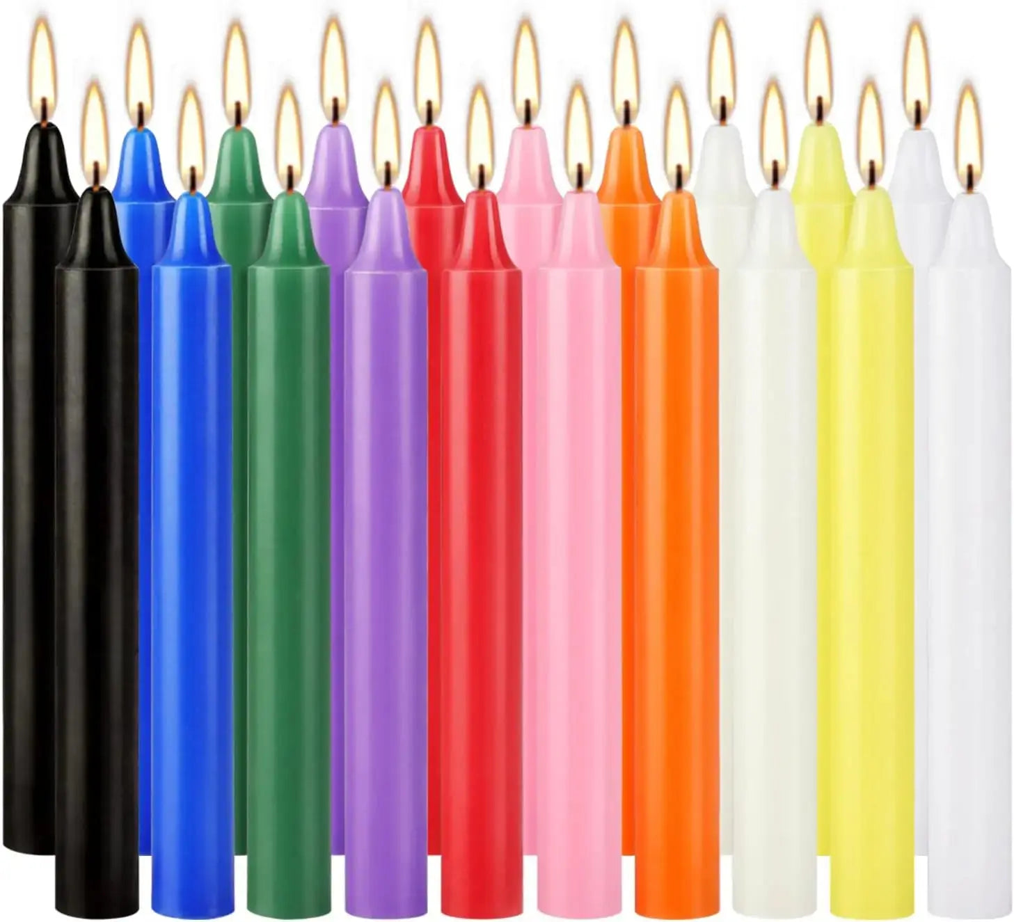 20 Colorful Small Stick Candles, Drip-Free, Smoke-Free, Unscented, Hand-Poured, High-Quality, Suitable for Various Places and Holidays. We Only Use High-Quality Wax to Make Cone-Shaped Candles, so When the Candle Burns, You W Mysterious