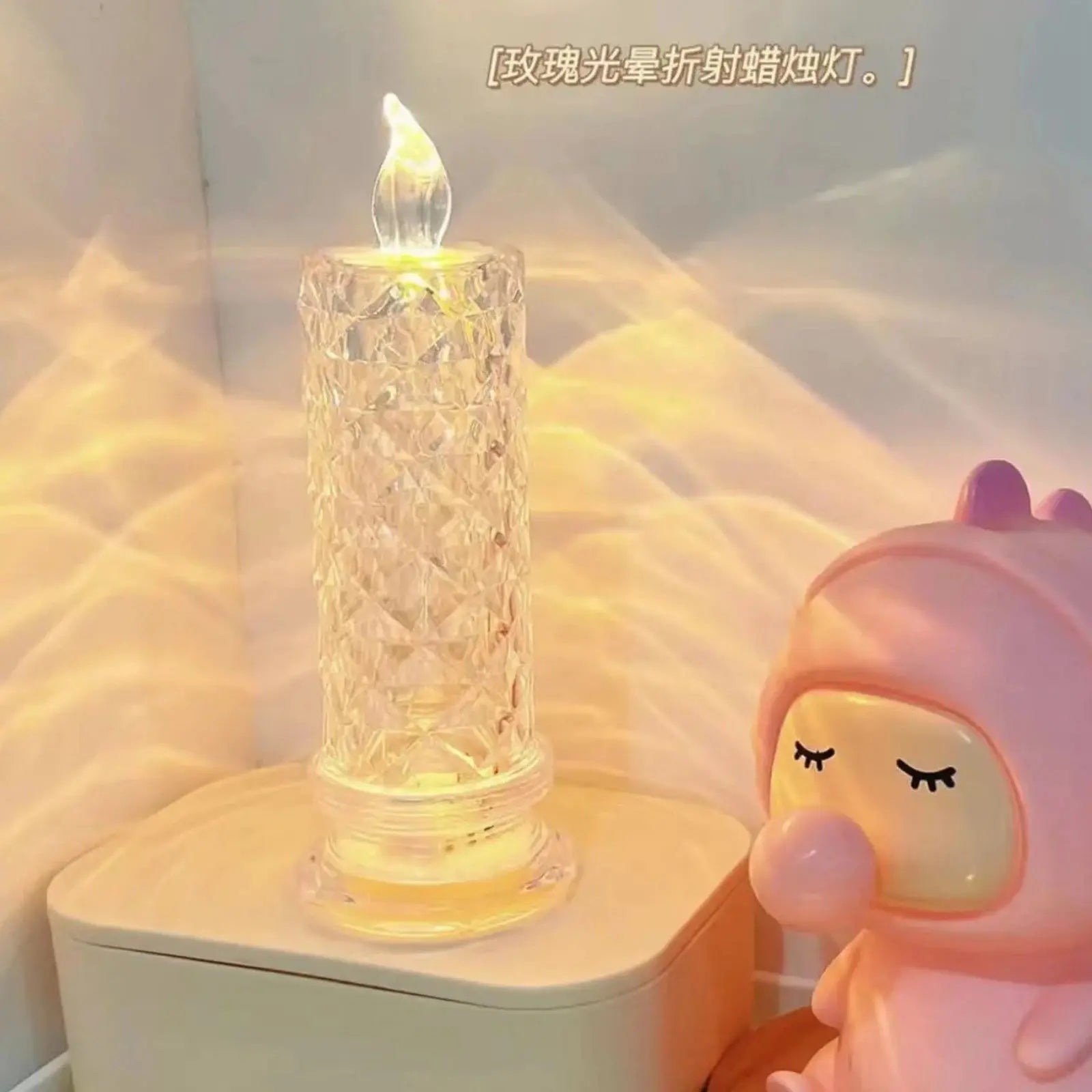 Led Flameless Candles Rose Crystal Led Candle Light For Christmas Valentine&