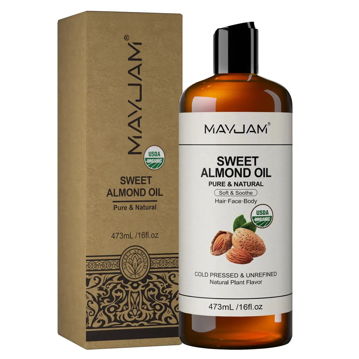USDA Organic Sunflower Seed for Skin & Hair Cold-Pressed Pure Natural Sweet Almond Moroccan Argan Massage Oil Moisturizing Mysterious