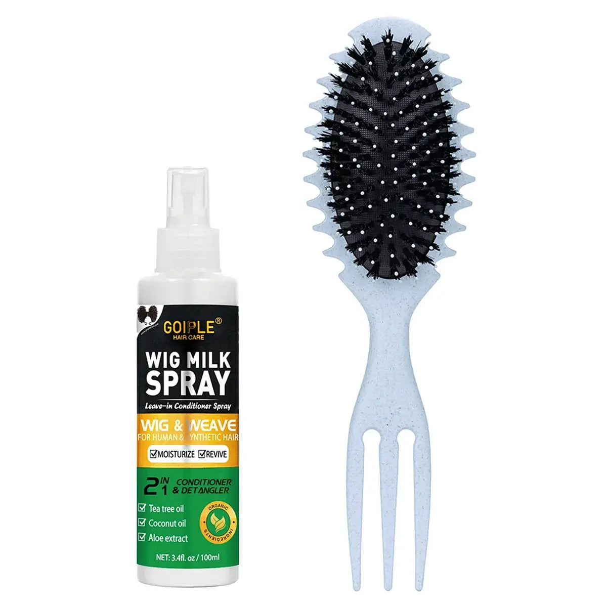 100ml Wig Milk Spray for synthetic hair care, includes a detangling comb for easy application.