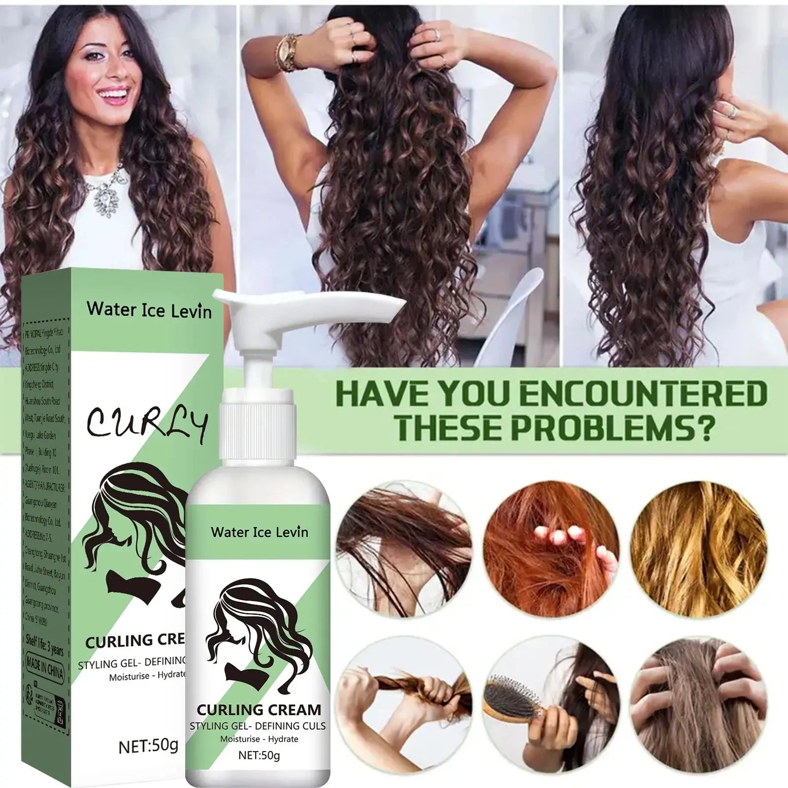 Curly hair Styling cream, moisturizing and smoothing formula, enhances the elasticity and shine of curly hair, easy to set Mysterious