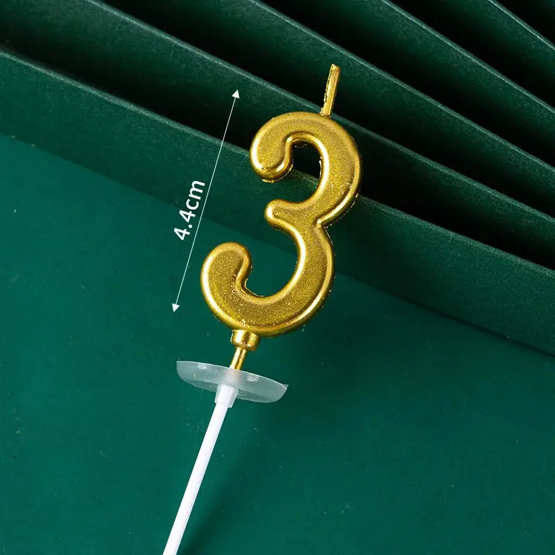 3D Gold Diamond Number Candles Large Birthday Cake Topper Wedding Anniversary Party Decorations for Home Celebration Supplies Mysterious