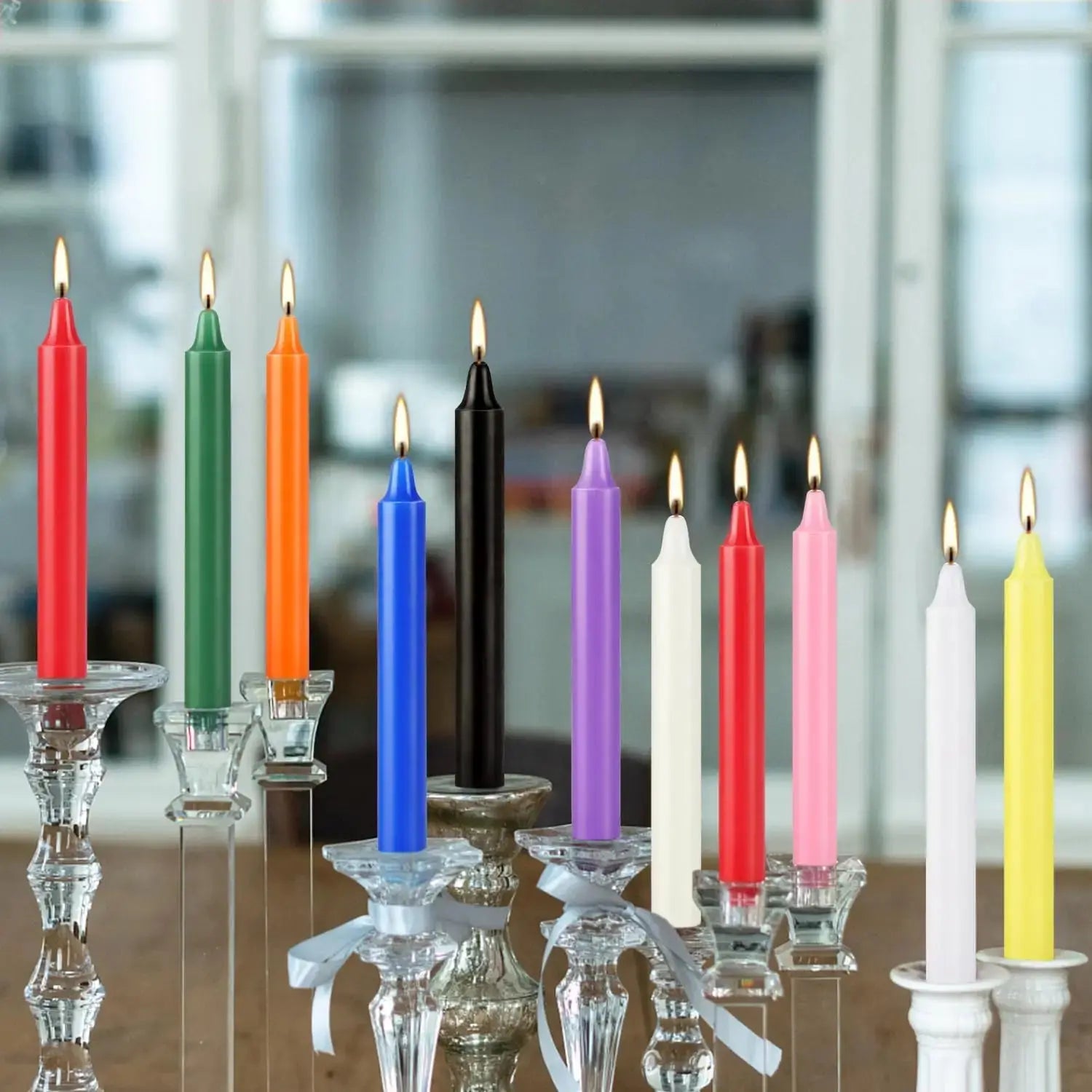 20 Colorful Small Stick Candles, Drip-Free, Smoke-Free, Unscented, Hand-Poured, High-Quality, Suitable for Various Places and Holidays. We Only Use High-Quality Wax to Make Cone-Shaped Candles, so When the Candle Burns, You W Mysterious