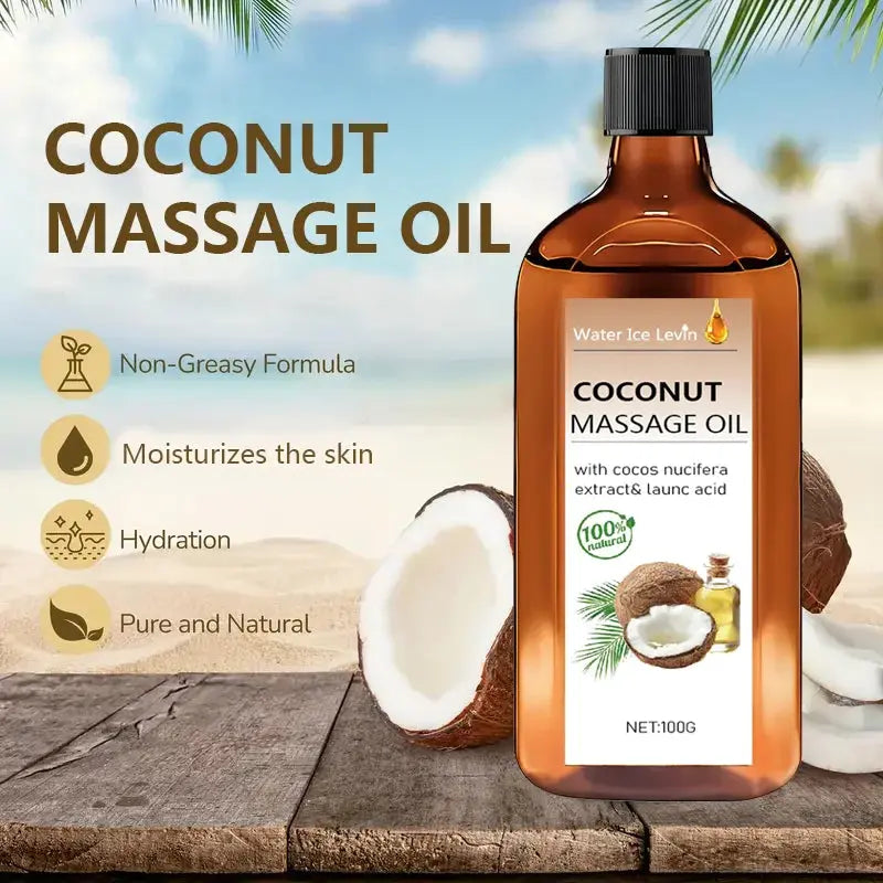 100% Natural Coconut Massage Oil with Lemongrass | Winter Skin Hydration &amp; Glow | Non-Greasy Relaxing Ritual Mysterious