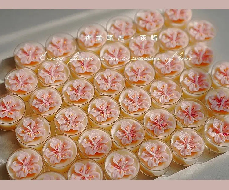 Handmade Peach Blossom Tea Candle Scented Candle Aromatherapy Soy Wax Candles Wedding Birthday Candle Party Home Decoration Mysterious