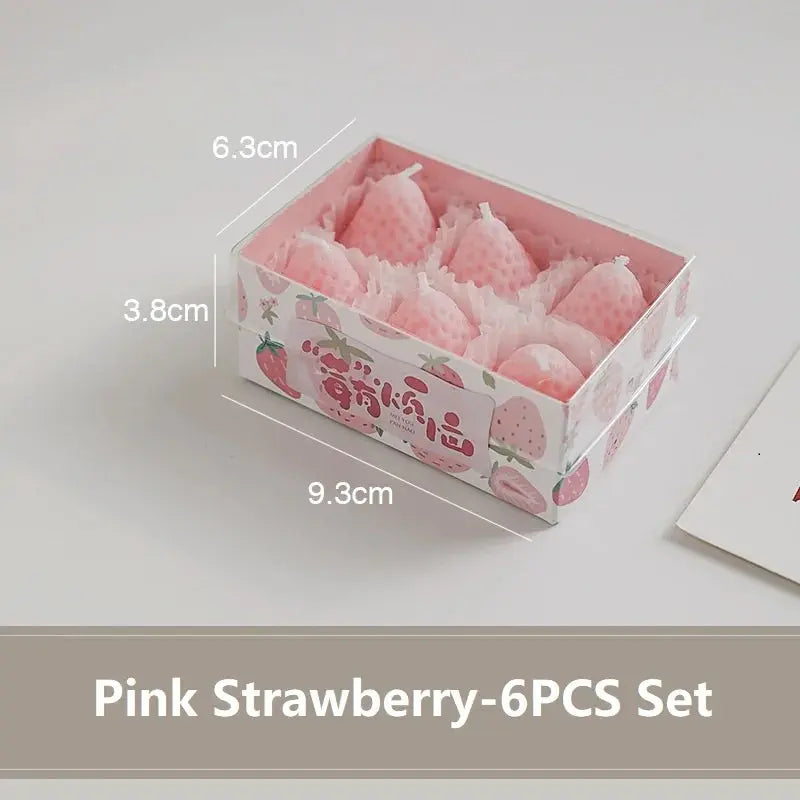 4/6/9PCS Strawberry Shaped Scented Candles Gift Box Handmade Realistic Fruit Scented Aromatherapy Mini Candles Home Decor Gifts Mysterious