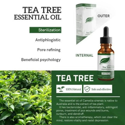 Organic Tea Tree Oil For Skin Face Hair Scalp Acne Treatment  Hair Growth Essential Oils for Diffuser, Aromatherapy Massage 10ml Mysterious