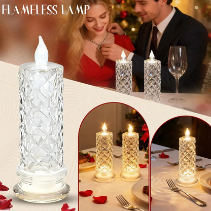 Led Flameless Candles Rose Crystal Led Candle Light For Christmas Valentine&