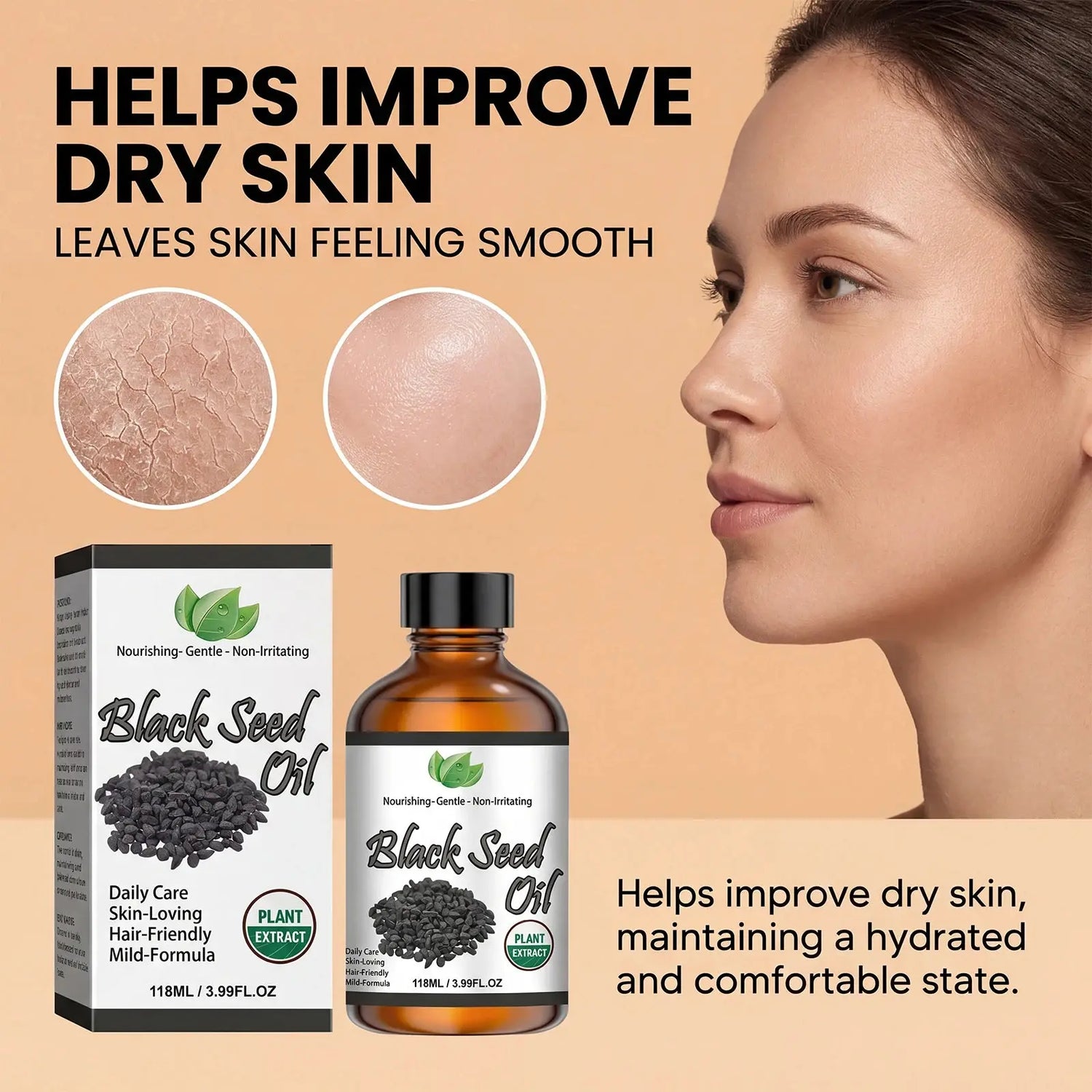 Organic Black Seed Oil Hair,Body &amp; Face Nourishing Moisturize Essence Oil Natural Smooth Skin Care Product Multi Effect Care Oil Mysterious