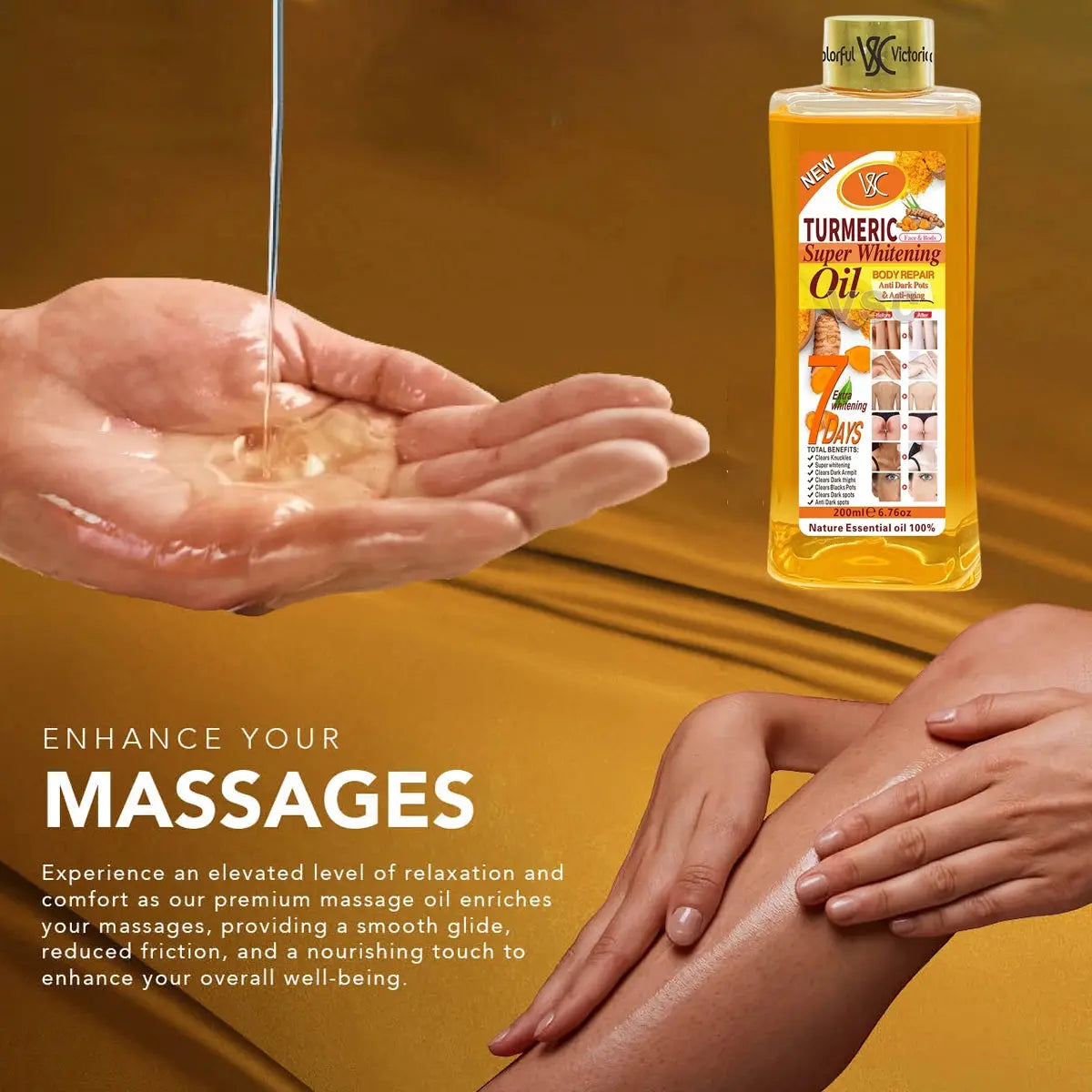Turmeric essential oil facial body massage oil moisturizing diffuser aromatherapy nourishing smooth body facial skin care 200ml Mysterious