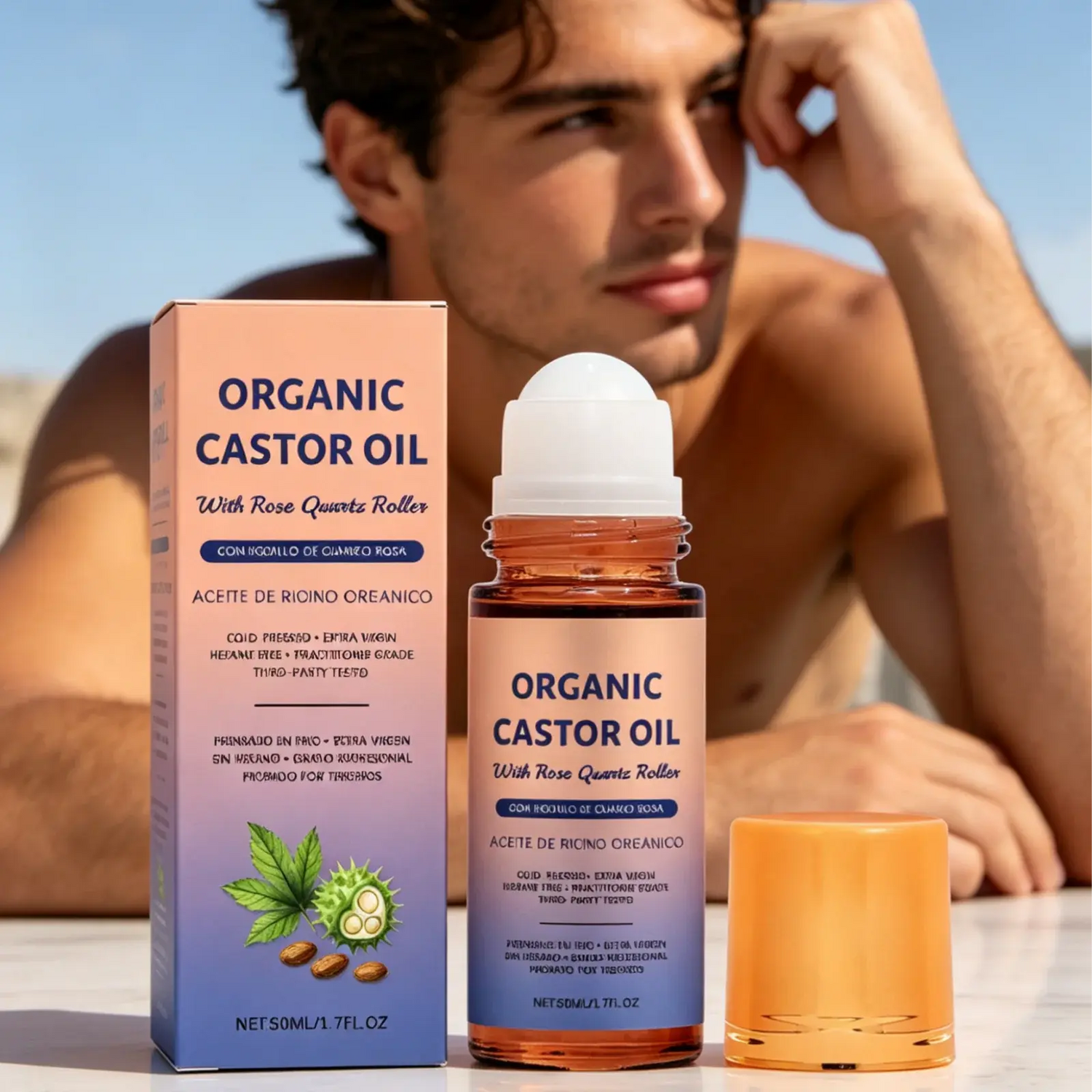Organic Castor Oil Long Lasting Moisturizing Deeply Nourishing Improve Skin Smoothness Even Skin Tone Body Care Oil Roller 50ml Mysterious