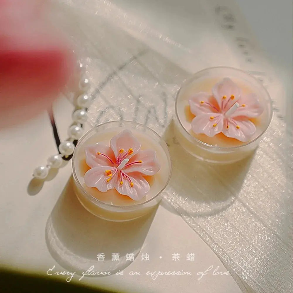 Handmade Peach Blossom Tea Candle Scented Candle Aromatherapy Soy Wax Candles Wedding Birthday Candle Party Home Decoration Mysterious