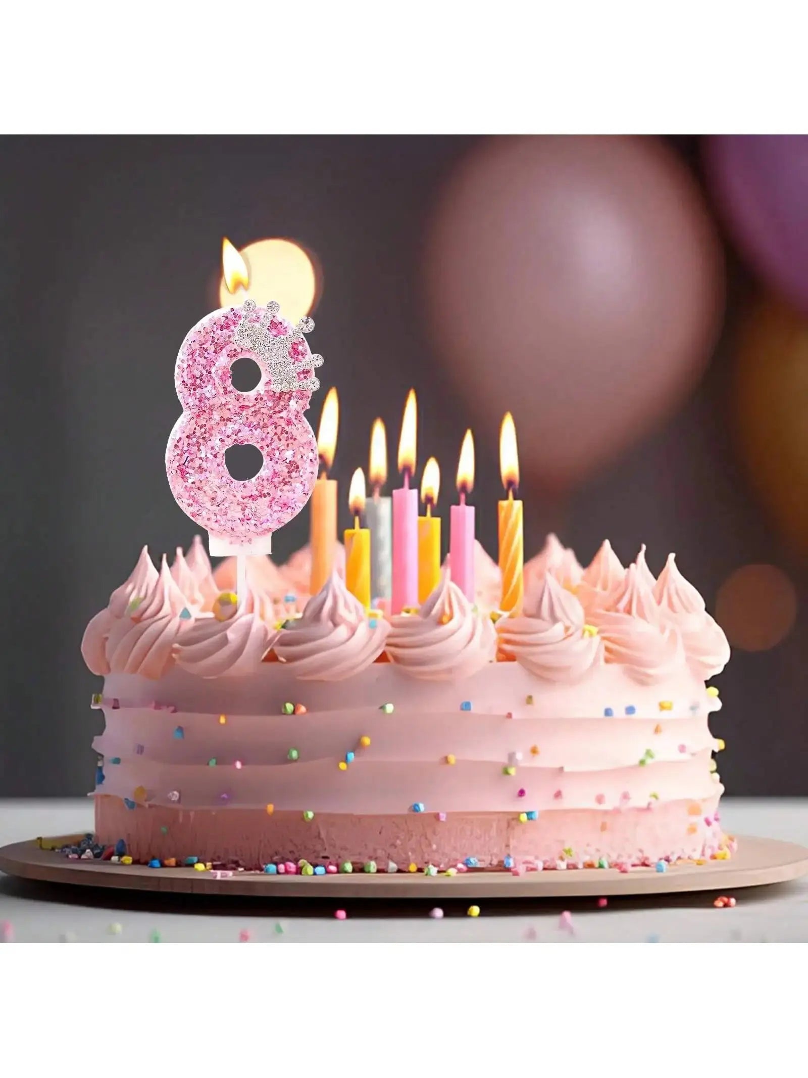 Cake Numeral Candles ，Birthday Candle  pink Colour Creative Candle Princess Crown Girl Happy Birthday Party Decoration Mysterious
