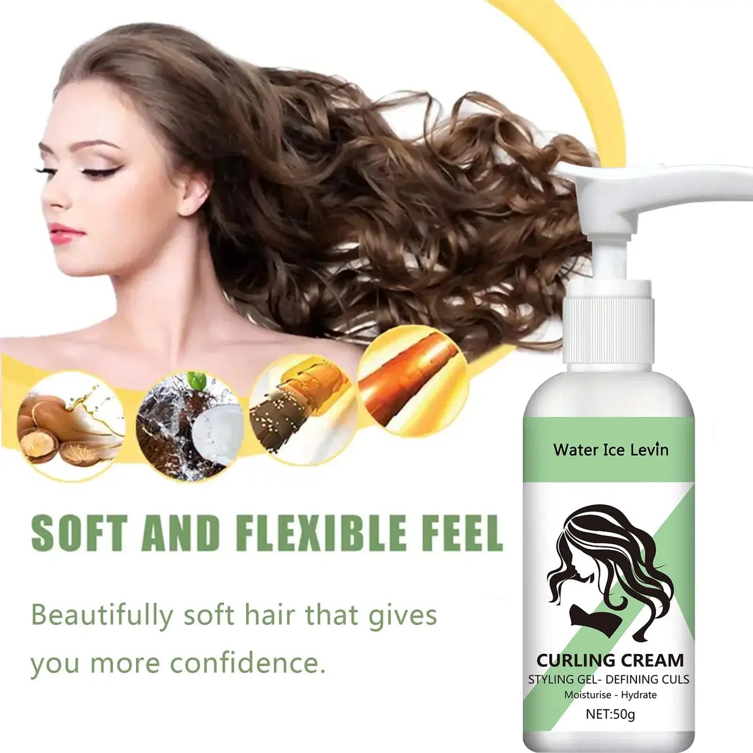 Curly hair Styling cream, moisturizing and smoothing formula, enhances the elasticity and shine of curly hair, easy to set Mysterious