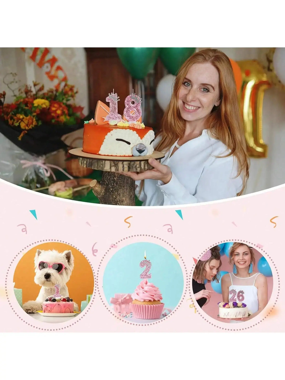 Cake Numeral Candles ，Birthday Candle  pink Colour Creative Candle Princess Crown Girl Happy Birthday Party Decoration Mysterious