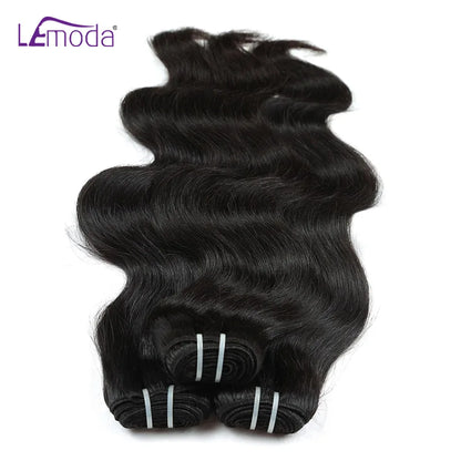 Lemoda 15A Human Hair Bundles Body Wave Virgin Hair 30 32 Inches Unprocessed Raw Human Hair Extensions 1/3/4 Pcs Natural Black
