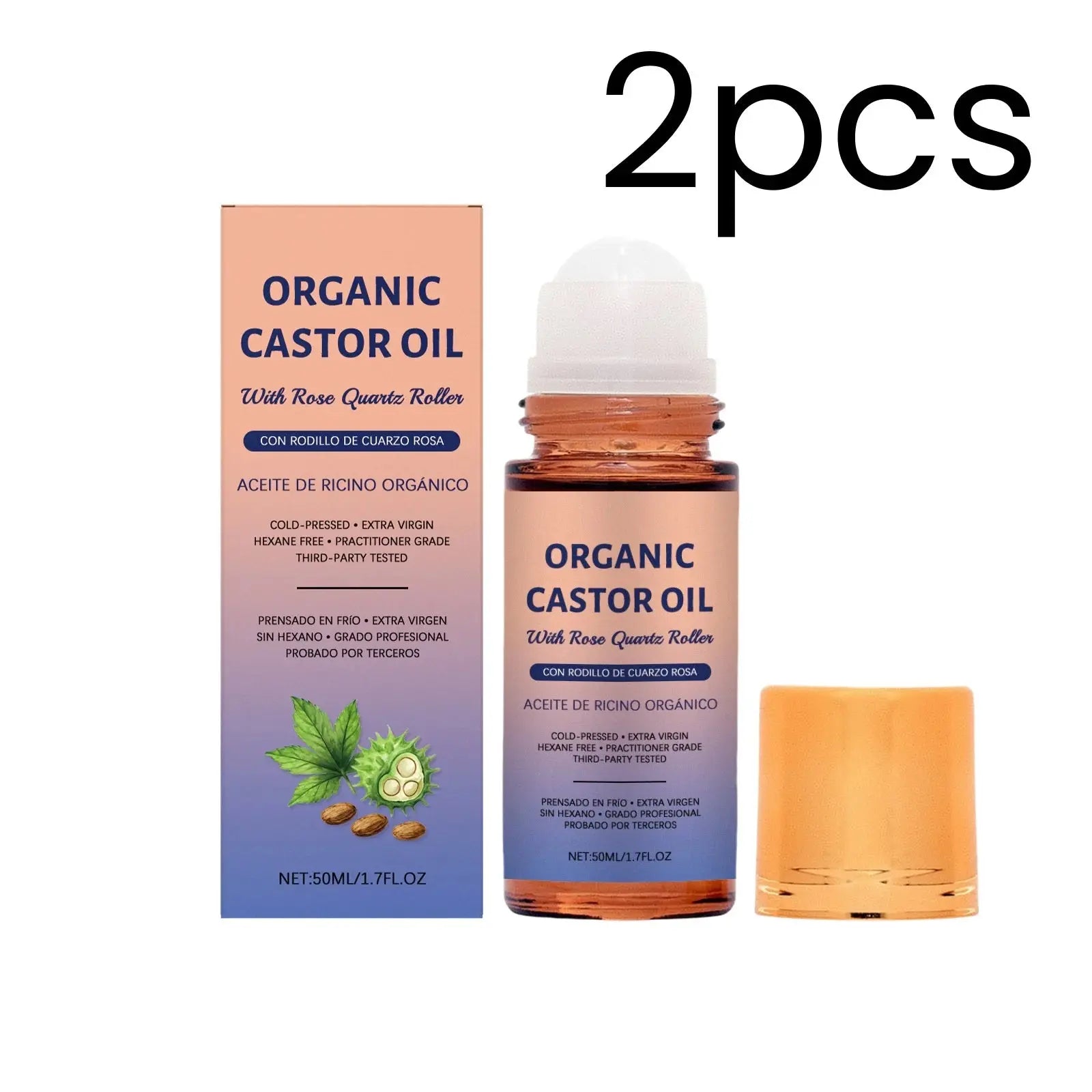 Organic Castor Oil Long Lasting Moisturizing Deeply Nourishing Improve Skin Smoothness Even Skin Tone Body Care Oil Roller 50ml Mysterious