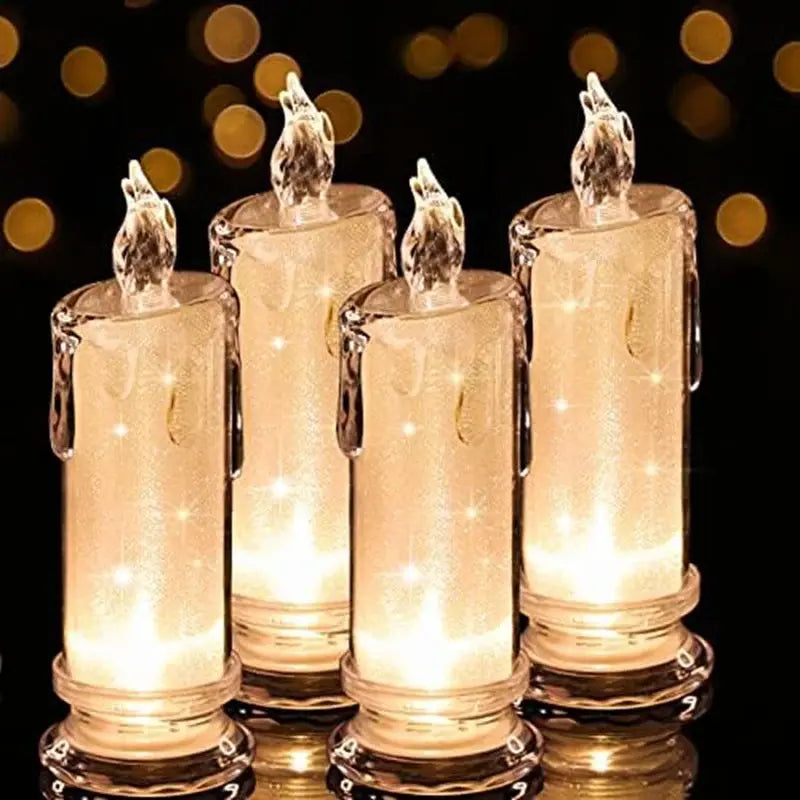 4PCS LED Flameless Candles ,LED Clearance Pillar Candles, Battery Included,Decoracion For Halloween Christmas White Mysterious