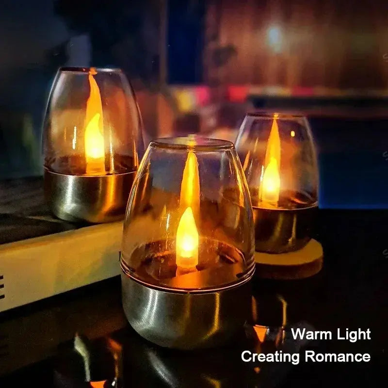 LED Solar Candles Light Flameless Rechargeable Night Light For Wedding Party Garden Decor Outdoor Waterproof Solar Candles Lamp Mysterious