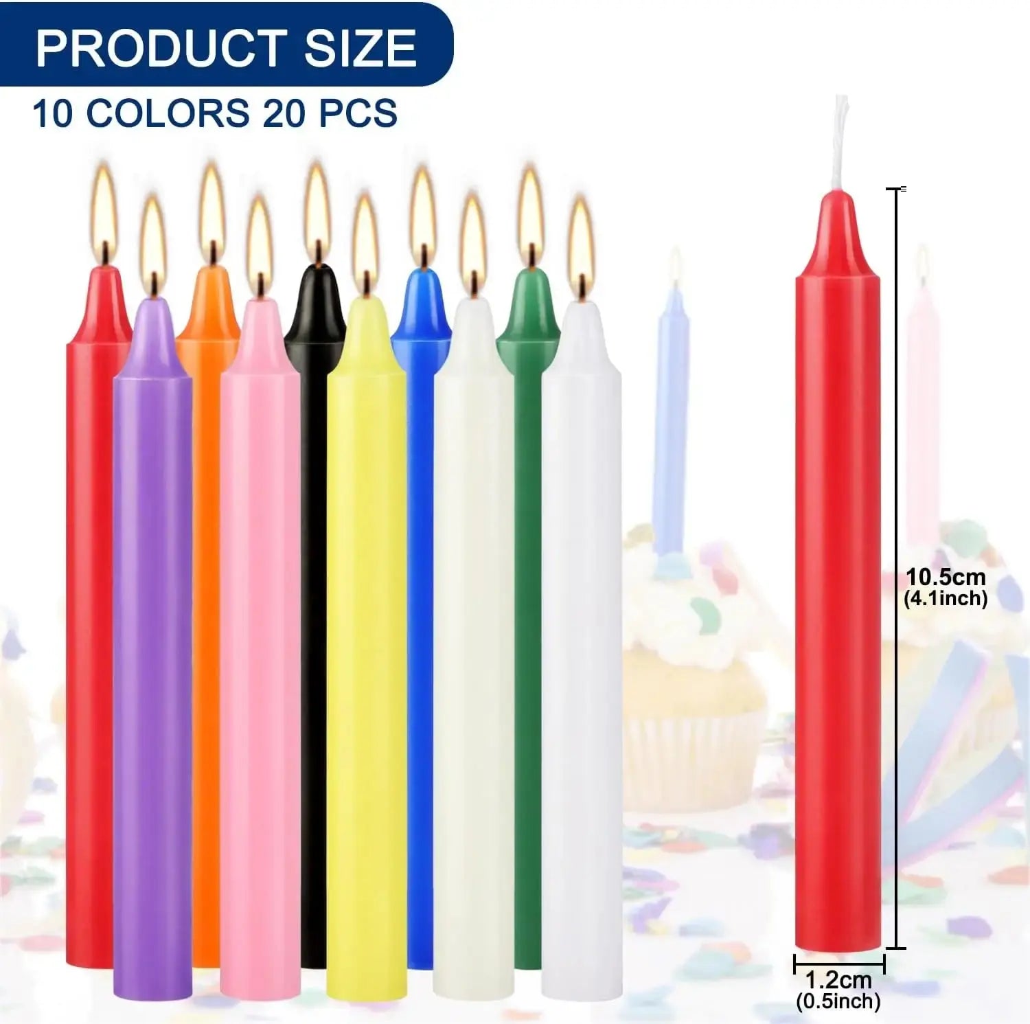 20 Colorful Small Stick Candles, Drip-Free, Smoke-Free, Unscented, Hand-Poured, High-Quality, Suitable for Various Places and Holidays. We Only Use High-Quality Wax to Make Cone-Shaped Candles, so When the Candle Burns, You W Mysterious