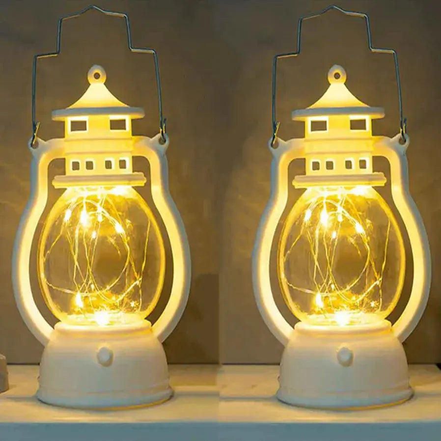 Candle Holders lantern for Table Retro Flameless Kerosene Lamp Desktop Candlestick Chandelier Christmas New Year Night Light Mysterious