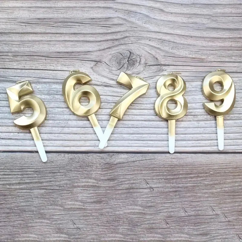 3D Gold Diamond Number Candles Large Birthday Cake Topper Wedding Anniversary Party Decorations for Home Celebration Supplies Mysterious