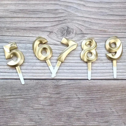 3D Gold Diamond Number Candles Large Birthday Cake Topper Wedding Anniversary Party Decorations for Home Celebration Supplies Mysterious