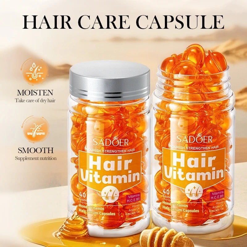 1 Box (40 Capsules) of Hair Care Essential Oil Capsules, Which Can Improve Dry, Frizzy, and Split Ends, Making Hair Smooth and Silky - Home Hair Care