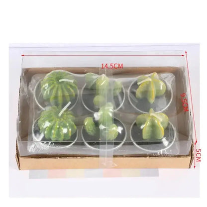 12pcs Mini Cactus Candles Succulent Greenery Candles Flameless Tea Light Candles Suitable for Party Wedding Home Decoration Mysterious