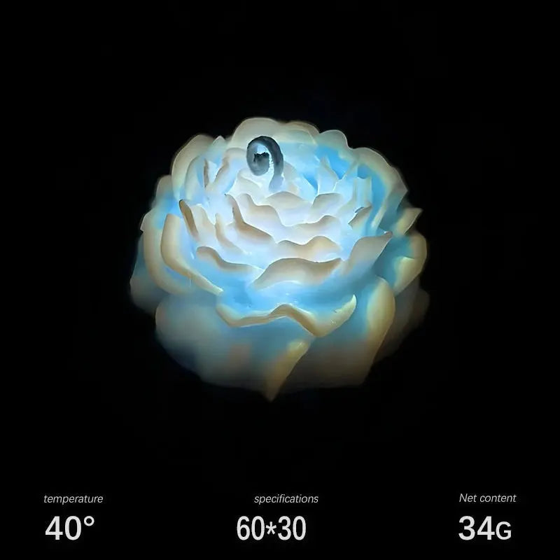 Low Temperature Candles Glow in The Dark White Peony Flower Shaped Luminous Candles Adult Heat Body Safe Drip Candles Wax Play Mysterious