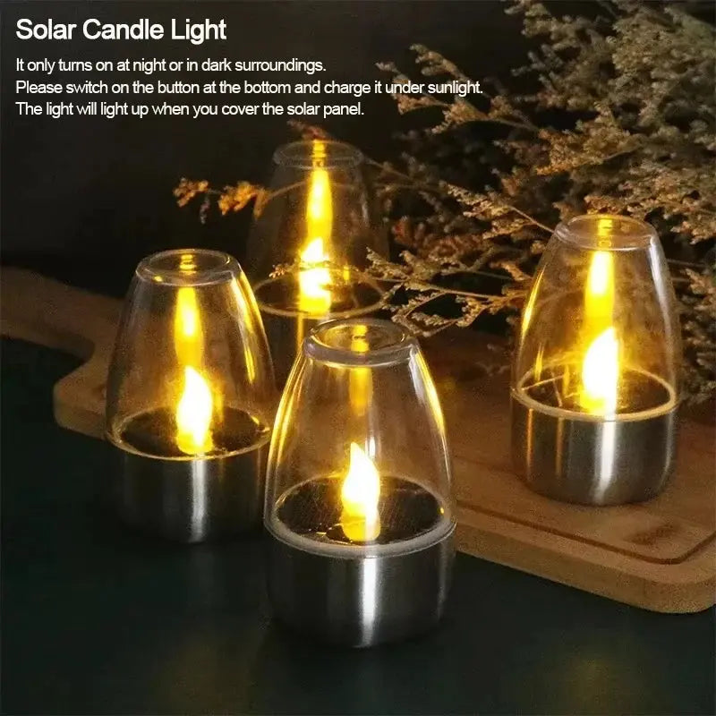 LED Solar Candles Light Flameless Rechargeable Night Light For Wedding Party Garden Decor Outdoor Waterproof Solar Candles Lamp Mysterious
