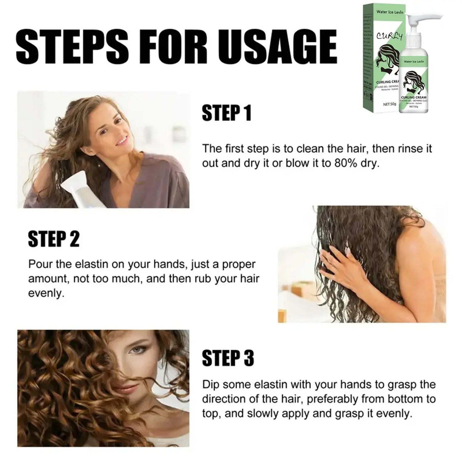 Curly hair Styling cream, moisturizing and smoothing formula, enhances the elasticity and shine of curly hair, easy to set Mysterious