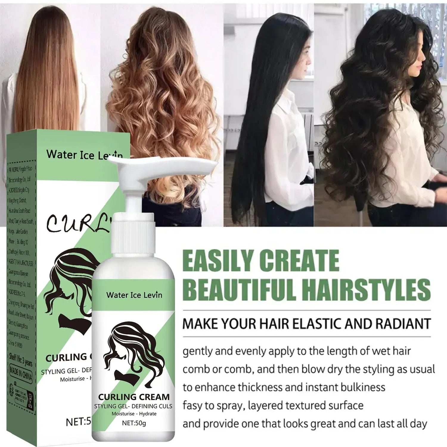Curly hair Styling cream, moisturizing and smoothing formula, enhances the elasticity and shine of curly hair, easy to set Mysterious