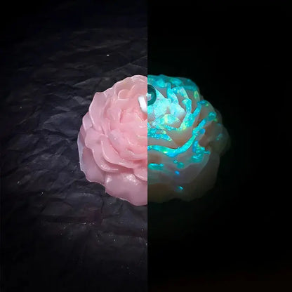 Low Temperature Candles Glow in The Dark White Peony Flower Shaped Luminous Candles Adult Heat Body Safe Drip Candles Wax Play Mysterious