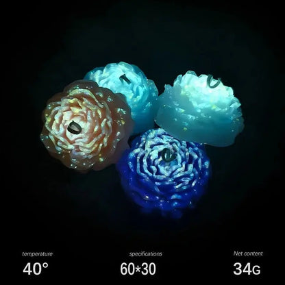 Low Temperature Candles Glow in The Dark White Peony Flower Shaped Luminous Candles Adult Heat Body Safe Drip Candles Wax Play Mysterious