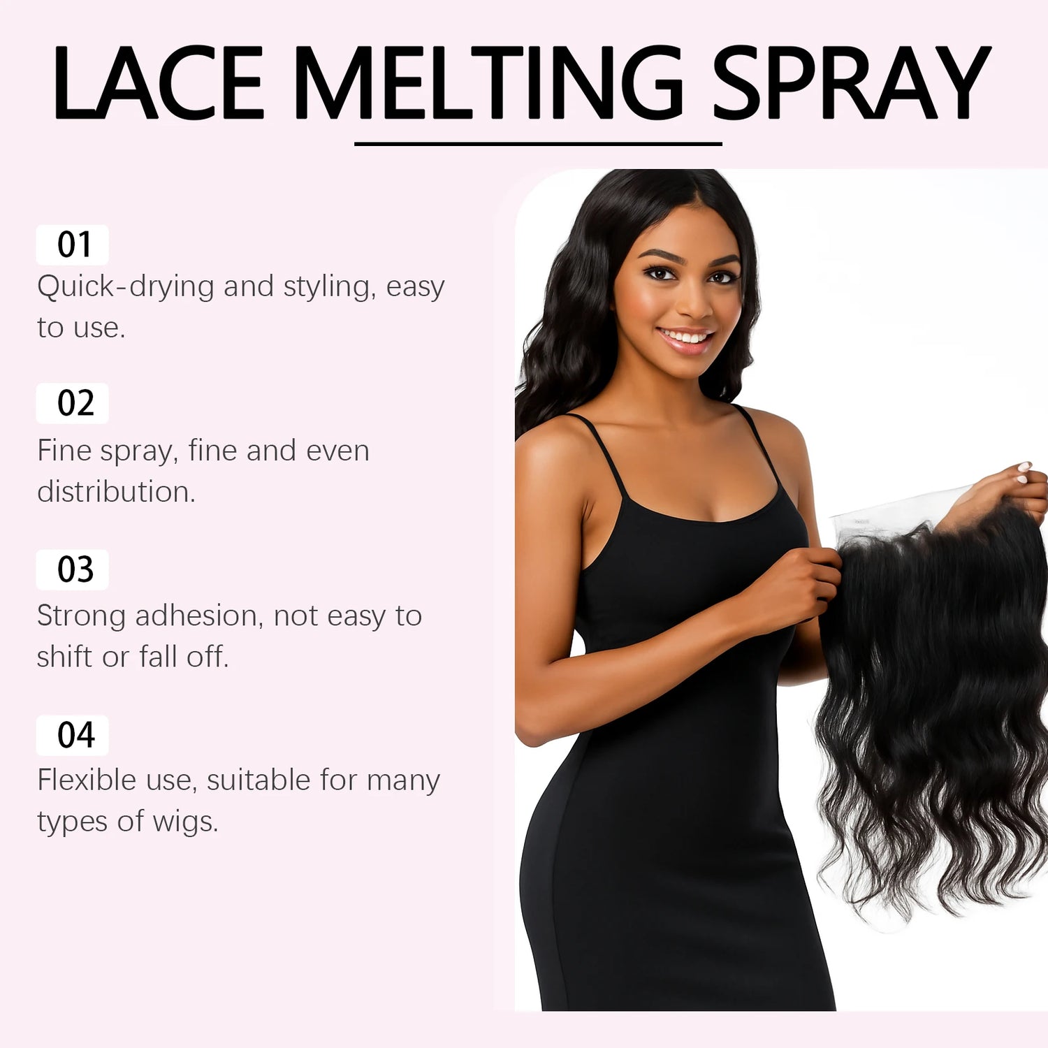 Long lasting lace wig adhesive spray with strong grip