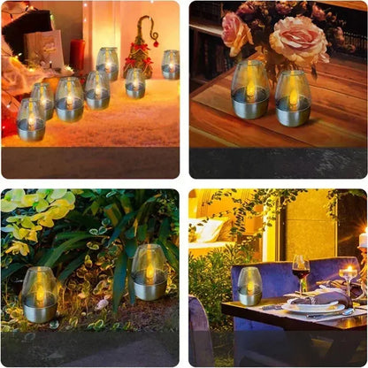 LED Solar Candles Light Flameless Rechargeable Night Light For Wedding Party Garden Decor Outdoor Waterproof Solar Candles Lamp Mysterious
