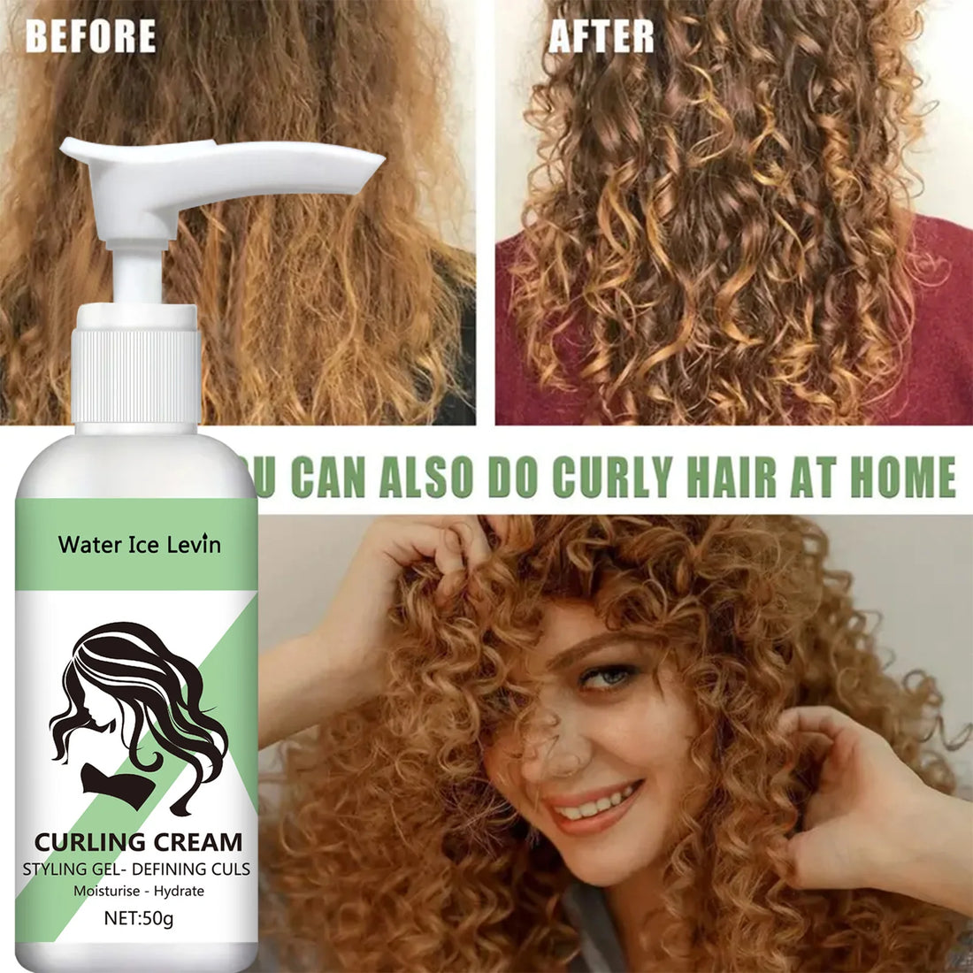 Curly hair Styling cream, moisturizing and smoothing formula, enhances the elasticity and shine of curly hair, easy to set