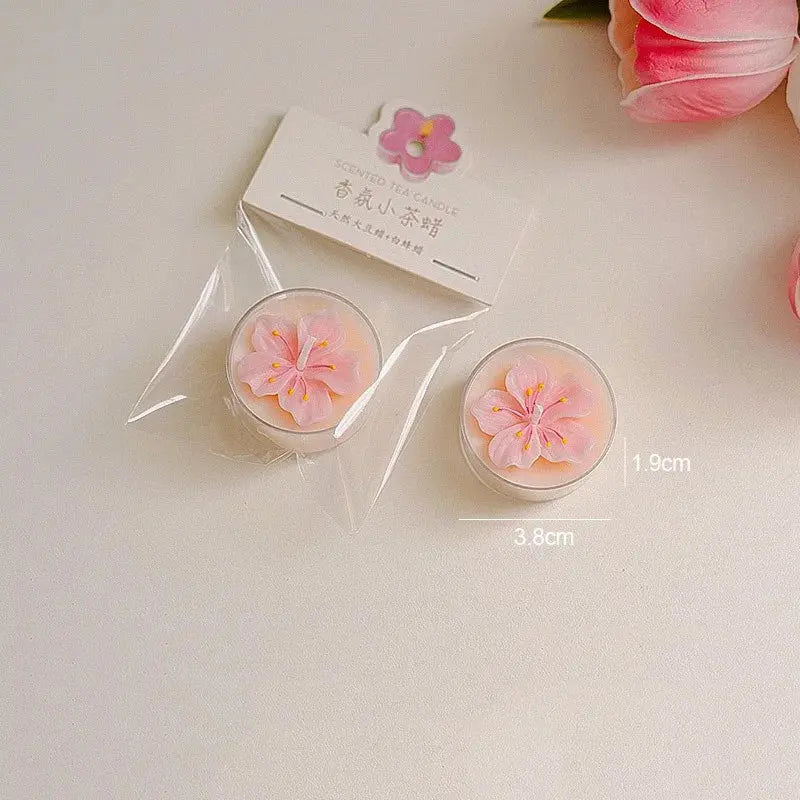 Handmade Peach Blossom Tea Candle Scented Candle Aromatherapy Soy Wax Candles Wedding Birthday Candle Party Home Decoration Mysterious