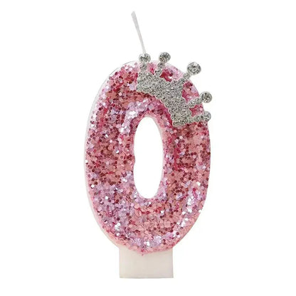Cake Numeral Candles ，Birthday Candle  pink Colour Creative Candle Princess Crown Girl Happy Birthday Party Decoration Mysterious
