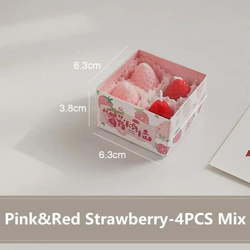 4/6/9PCS Strawberry Shaped Scented Candles Gift Box Handmade Realistic Fruit Scented Aromatherapy Mini Candles Home Decor Gifts Mysterious