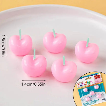 5pcs Cherry Candles Birthday Cake Decorationscherry Birthday Candlesdesserts Baking Decorations Mysterious