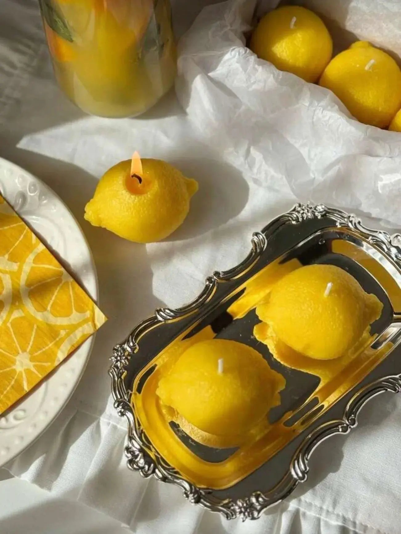 1pc Lemon Scented Candles, Handmade Soy Wax, Suitable For Home Decor, Party, Dining Table Decor,Holiday Gift, Wedding Decor Mysterious